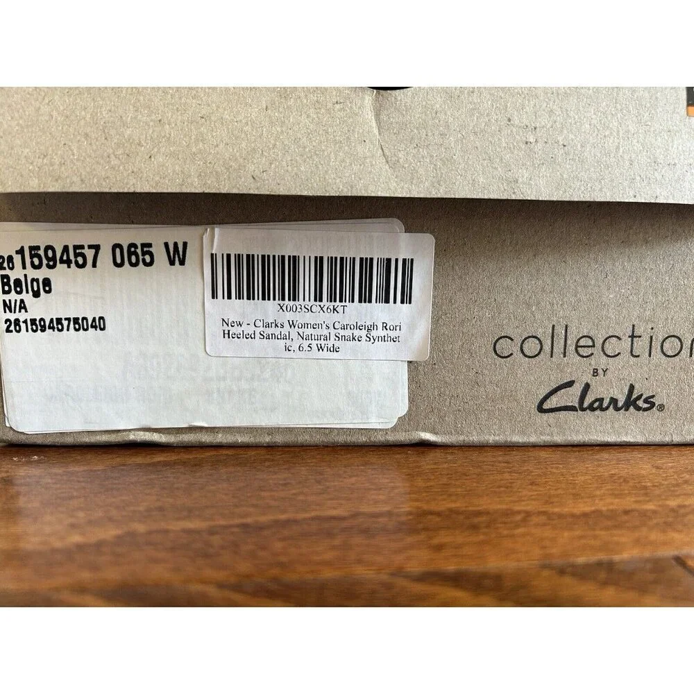 Clarks‎ Women's Caroleigh Rori Heeled Sandal Biege Snake Print 6.5 W NEW
